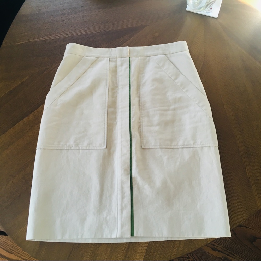 Akris khaki structured pencil skirt